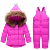 Kids Clothes Sets 2pc Snowsuit for Boys Girls Winter Children Warm Jackets Toddler Outerwe +Bib Pants Clothing Russian winter