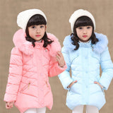 Kids Cothing Warm Padding Jacket For Girl Long Winter Thicken Parka With Fur Hood Children Outerwear Coats 4 6 8 10Year old