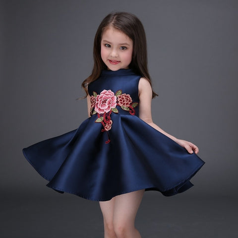 Contrast Color Piping Border Design Printed Cotton Kids Dress