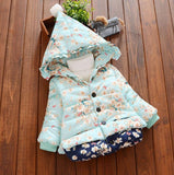 Kids Floral Hooded Coats Baby Girls Cotton Clothes Children'S Jacket Cotton Warming Thickening Infant Outerwear Parkas