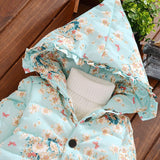 Kids Floral Hooded Coats Baby Girls Cotton Clothes Children'S Jacket Cotton Warming Thickening Infant Outerwear Parkas