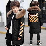 Kids Fur Hooded Co Boy Winter Down Jackets size 8 10 12 14 15 years Thicken Warmly Parkas for Boy