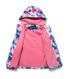 Kids Girls   Winter Jacket Plus Velvet Windproof Waterproof Windbreaker With Hooded Jacket Cartoon Pattern Coat Snow Jackets