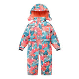 Kids Girls Romper Snowsuit Winter   Cotton Floral Pattern Zipper With Hooded Infant Overcoat Kids Boys Snow Wear Jumpsuit