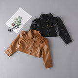 Kids Jackets for Girls Baby Solid Single-breasted Coats Spring Autumn Child Kids Outwear PU leather Jackets 2-7Y