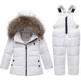 Kids Snow parkas real Fur hooded boy baby girl duck down jacket sets warm kids snow suit children co snowsuit winter clothes