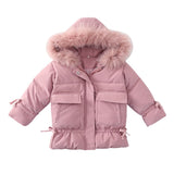 Kids Thick Parka Big Fur Collar Hooded Long Coats Outerwear 4-13Yrs Children Winter Solid Jacket Teen Girls Warm Clothes