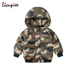 Kids Thick Parkas Winter Coats Children Thickened Hooded Coat, Army Green Camouflage Printing Coat for Boys and Girls 1-9 Years
