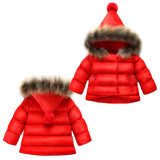 Kids Toddler Winter Coats Children Boys Girls Cotton Padded Jacket Parkas Fur Collar Hodded Outwear Thicken Warm Baby Clothes