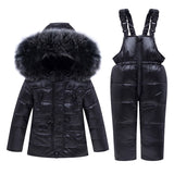 Kids Winter Down Coat Children Clothing Set 2pcs Down Jacket + Overalls Baby Boys & Girls Warm Snowsuits 1-5 Years