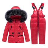 Kids Winter Down Coat Children Clothing Set 2pcs Down Jacket + Overalls Baby Boys & Girls Warm Snowsuits 1-5 Years