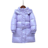 Kids Winter Jacket For Girls Hooded Baby Toddler Girls Winter Duck Down Coat Long Cotton-Padded Parka Thick Children's Outerwear