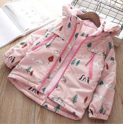 Kids Winter Outerwear Coats Jacket Dark Fall Clothes For children Warm Thick Leisure Floral Hoodies Girls Christmas 3 5 6 years