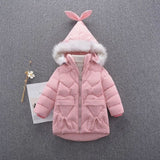 Kids Winter Silver Jacket Christmas Costumes For Girls Children Clothing  Snowsuit Outerwear Coats Long Parka White Snow Wear