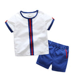 Summer Childrens Clothing Sets Short Sleeve Cotton Navy Blue Cute Handsome Baby Boy Clothes Infant Fashion Outerwear Set