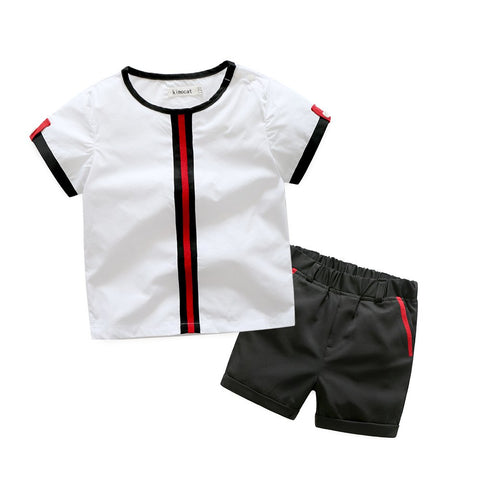 Summer Childrens Clothing Sets Short Sleeve Cotton Navy Blue Cute Handsome Baby Boy Clothes Infant Fashion Outerwear Set