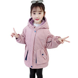 Korean Version Kids Winter Hooded Jacket for Girls Children's Winter Fleece Coats Outerwear for Girls Age 4 5 7 9 11 13 Year Old