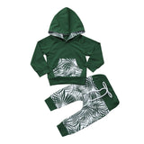 Winter Hot Selling Toddler Baby Boys Girls Fashion Clothes Long Sleeve Set Leaf Hoodie Tops+Pants Suit Outfits