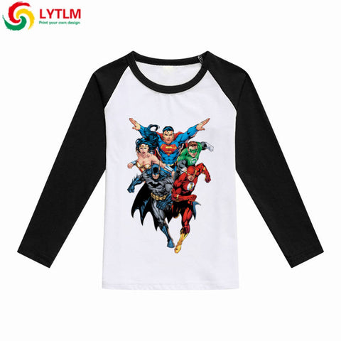 Marvel Tee Shirt DC Comics T-shirts Batman The Flash Green Lantern Superman Tshirt for Boys Baby Boy Girl Long Sleeve Tops