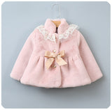 LZH 2023 Autumn Winter Faux Rabbit Fur Cardigan For Girls Lace Fur Jacket Thicken Warm Baby Girls Clothes Children's Jacket 3-8T