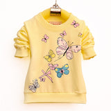 Baby Girls T-shirt Beautiful Butterfly Long Sleeve Band Sport T Shirts for Girls Cotton Children Clothing