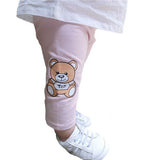 Cute Bear Baby Pants For Girls Cotton Trousers Cartoon Pattern Summer Style