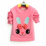 Cute Cartoon Rabbit Baby Girls T-shirt Long Sleeve Band Sport T Shirts for Girls Cotton Children Clothes