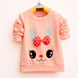 Cute Cartoon Rabbit Baby Girls T-shirt Long Sleeve Band Sport T Shirts for Girls Cotton Children Clothes