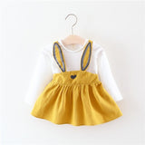 Cute Rabbit Ear Baby Dress Cotton Cartoon Baby Girls Party Dress Autumn Baby Princess Infant Dresses
