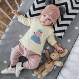 Baby Cartoon Winter Hoodies Plus Velvet Sheep Infants Cotton Sweatshirts Fashion O-Neck Regular Buttons Newborn Tops