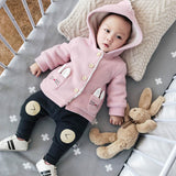 Lemonmiyu Baby Thicken Winter Jackets Cartoon Hooded Infants Warm Coats Plus Velvet Buttons Cotton Rabbit Full Newborn Outwear