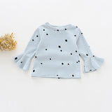 Lotus Leaf Sleeve Baby T Shirts White Pink Yellow Colors Long Sleeve Dots T-shirt Autumn Cotton Tops Baby Girl Clothes