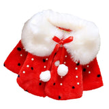 Lovely Faux Fur Coats for Baby Girls Autumn Winter Black Dot Clothing Child Wool Outwear Little Girl Beadings Shawl Kids Costume
