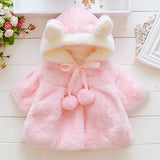 LovinBecia Baby Girl Cute Rabbit ears Hooded Coats Baby Infant Fur Winter keep Warm Coat Cloak Girls Jacket Thick Warm Clothes