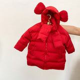 MILANCEL 2023 Winter Kids Clothes Solid Girls Down Warm Middle Long Down Coat Hooded Outfit