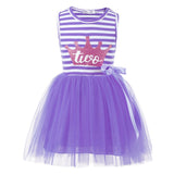 Baby Girls Birthday Dresses Summer Princess Glitter Crown 2 Years Old Cotton Strip Tutu Dress Toddler Kids Party Clothes