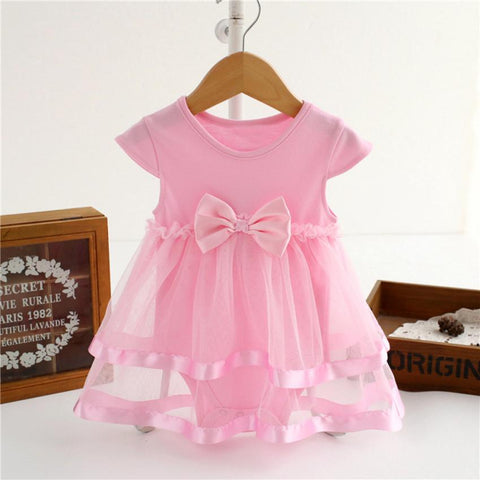 Dress For Girls Baby Girl Infant Birthday Tutu Bow Clothes Cotton Sleeveless O-Neck Party Jumpsuit Princess Romper Dress
