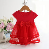 Sweet Bow-knot Baby Girls Dress Infant Birthday Tutu Clothes Party Princess Double layer Romper Dress Vestidos QZ6
