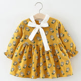 Baby dress 2018 spring and autumn flower pattern baby small tie girl clothes long sleeve princess dress 1 - 3 years