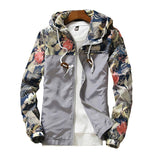 Mens Hooded Jacket Windbreaker Spring and Autumn Floral Casual Windbreaker Men's Basic Jacket Coat Zipper Lightweight Jacket Men