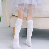 Mid-length lace thin white Children's leggings girls bottom summer mesh solid breathable high elastic stockings skinny