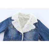 Mudkingdom Winter Kids Denim Jackets Thick Coat for Boys Girls Fur Lined Outwear Baby Boy Girl Long Sleeve Solid Jeans
