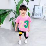 Multicolored Patchwork Designer Hot Summer Children Clothing Baby Kids Casual Cotton Sets Novelty T Shirts Black Shorts 2PC Suit