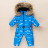 solid boys snowsuit windproof hooded suit for girl winter fashion fur baby girl winter snowsuit warm down overalls