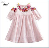 NE Girl strapless dress 2018 summer round neck flax girl clothes cute pure color girl dress small code baby 3 colors sh609