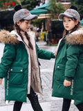 Girl Winter Parkas Teen Young Girls Warm Coat Outerwear Teenage Outfit Children Kids Girls Fur Hooded Jacket for 5 - 12 Y