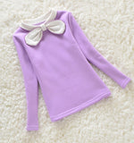 New 2-12Y Children Winter Hoodies Girls Warm Plus Velvet Sweatshirts Kids Bow Lace Sweater Child Tops Shirts Clothes costume
