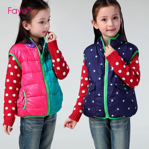 2023 Children 3T-12T Boys Girls Down Tank Top Winter Kids Clothes Two-way Coats