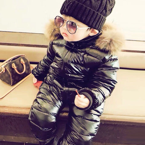New 2018 Russia winter Boys Clothing Waterproof Down Warm Jacket For Girls Kids 7 Color Thick Jumpsuit Coats White Duck Down