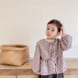 2023 Autumn Baby Girls Floral Printed Coats Korean Style Toddlers Kids Cardigan Outerwear Shawl Tops